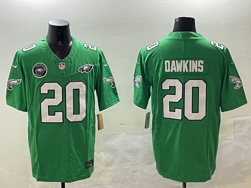 Men Philadelphia Eagles #20 Dawkins Green three generations 2025 Nike Vapor Limited NFL Jersey style 5